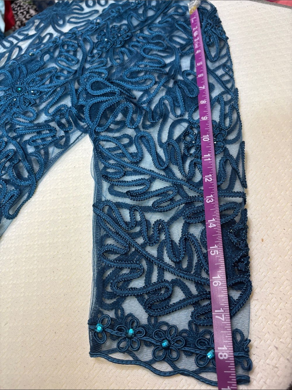 Soulmates Teal Blue Floral Beaded Lace 3-piece skirt suit - Picture 12 of 14